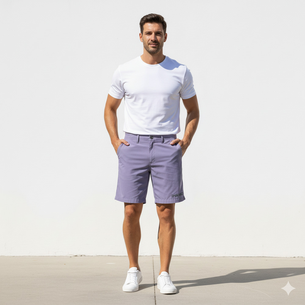 New " HAWK" MENS 34 Purple Casual Flat Front Performance Outdoor Shorts